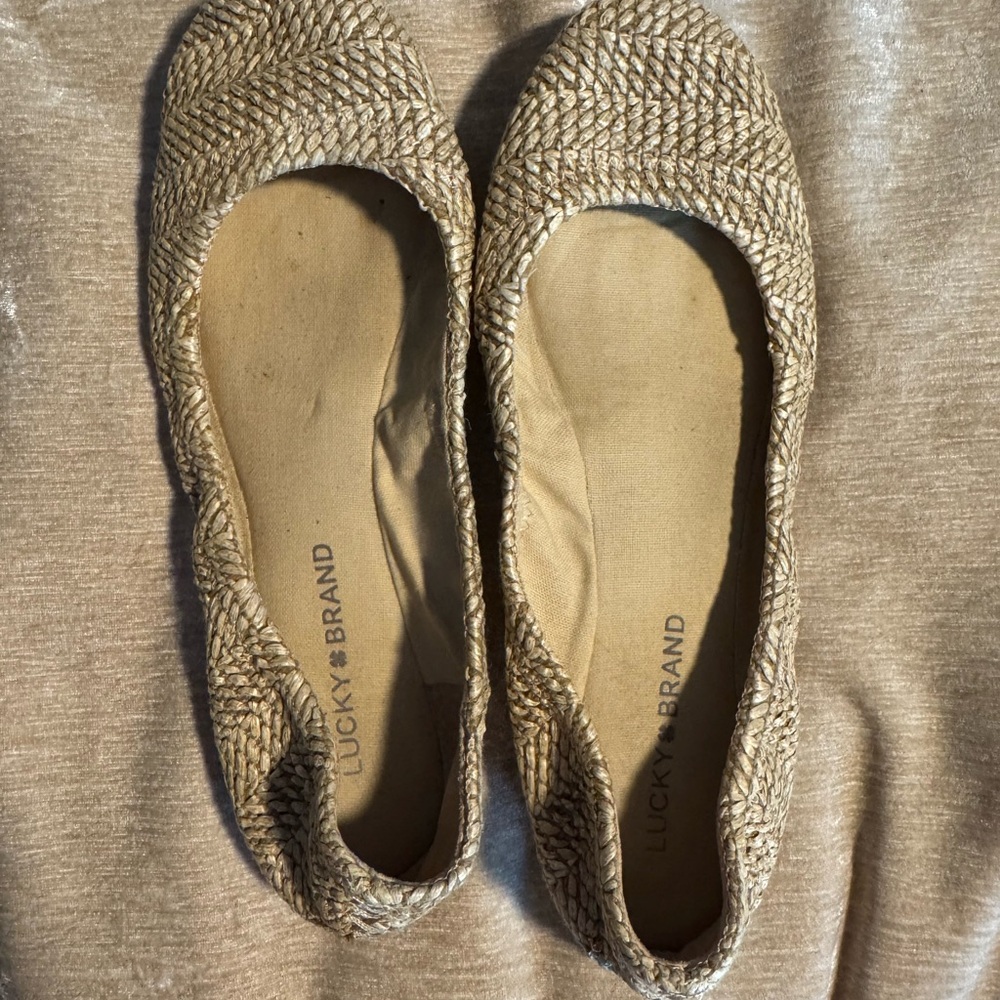Lucky Brand Tan Flats Woven Slip-On Loafers